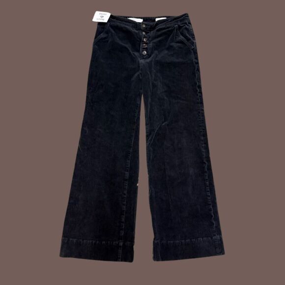 Pilcro and the Letterpress Pants - Pilcro & The Letterpress by Anthropologie Black Corduroy Wide-Leg Pants – Size 3